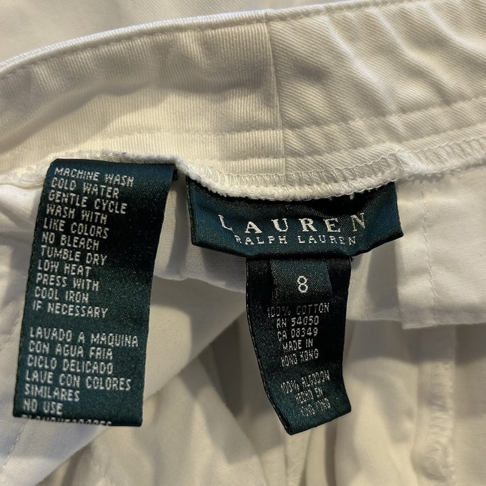 Lauren Ralph Lauren Capri Crop Pants‎ Size 8 White Cotton Cargo Pockets - Picture 6 of 6